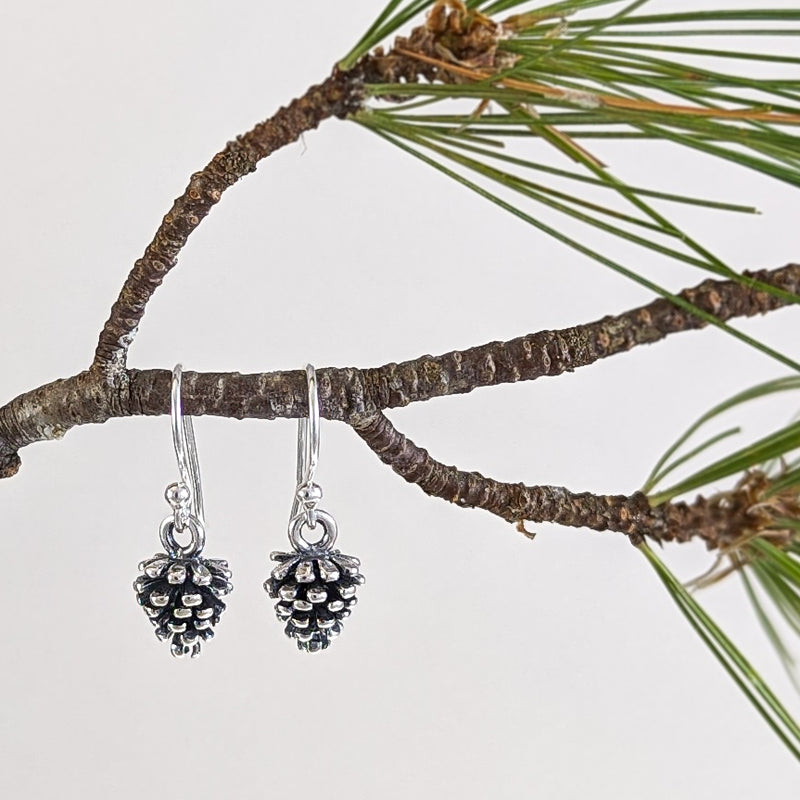 Load image into Gallery viewer, Pinecone Earrings in Sterling Silver
