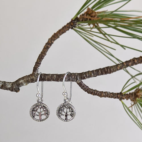Tiny Autumn Tree Earrings in Sterling Silver