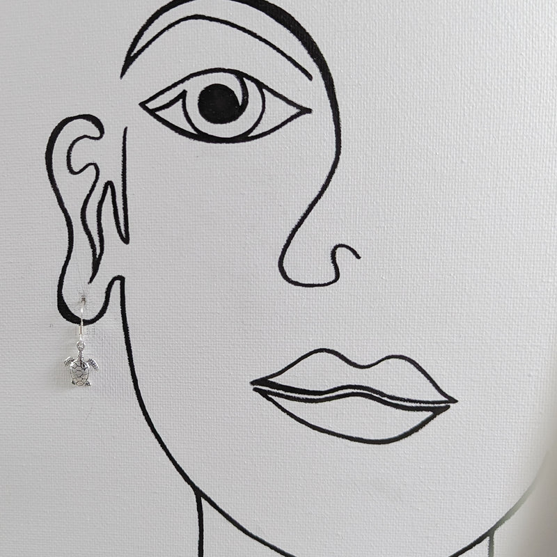 Load image into Gallery viewer, Swimming Turtle Earrings in Sterling Silver
