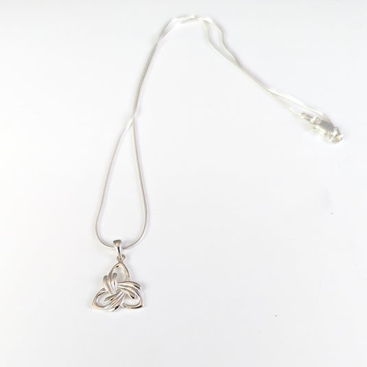 Feathered Trinity Knot Pendant in Sterling Silver