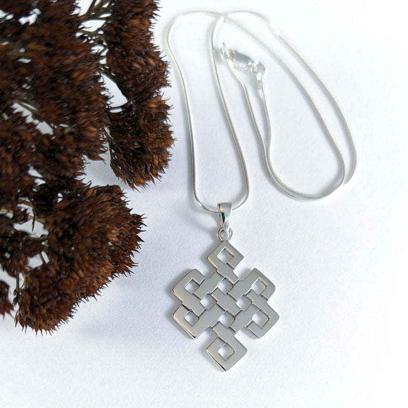 Load image into Gallery viewer, Eternal Knot Necklace in Sterling Silver
