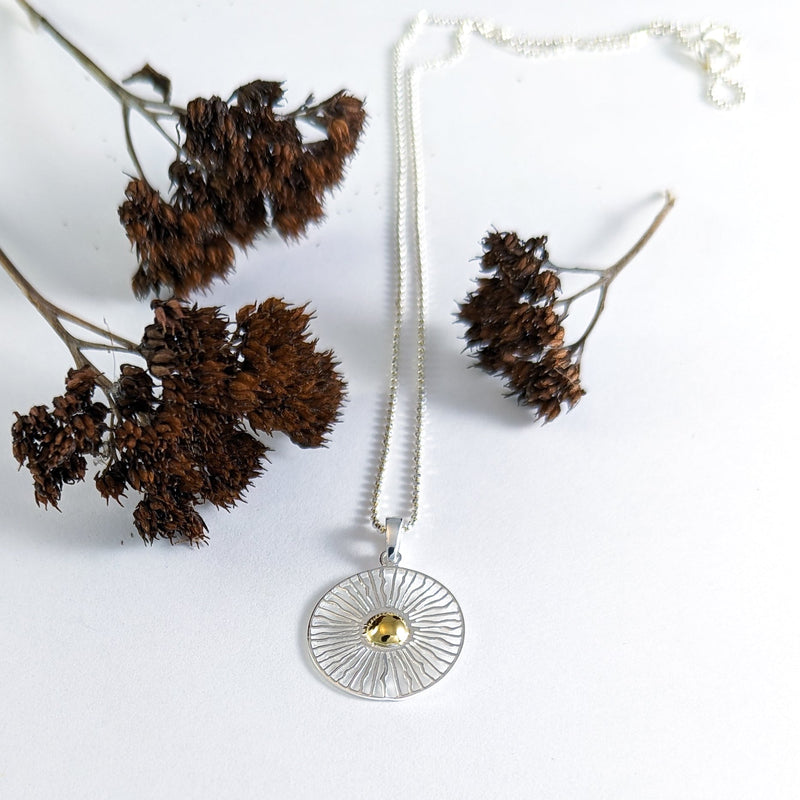 Load image into Gallery viewer, Sunburst Necklace in Sterling Silver with Gold Plate
