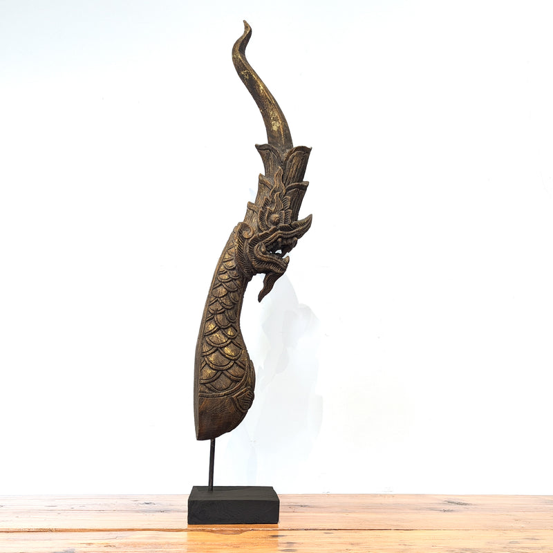 Load image into Gallery viewer, Carved Wood Naga Temple Finial | Vintage From Thailand
