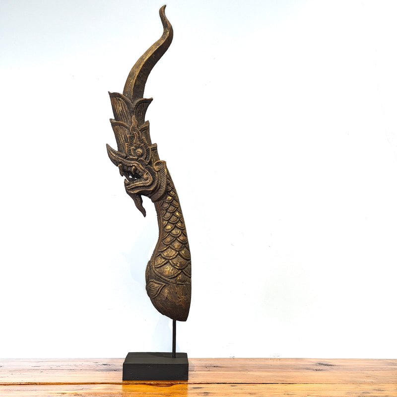 Load image into Gallery viewer, Carved Wood Naga Temple Finial | Vintage From Thailand
