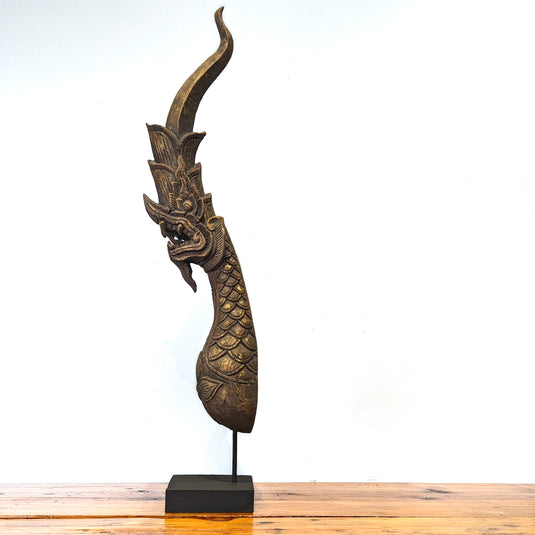Carved Wood Naga Temple Finial | Vintage From Thailand