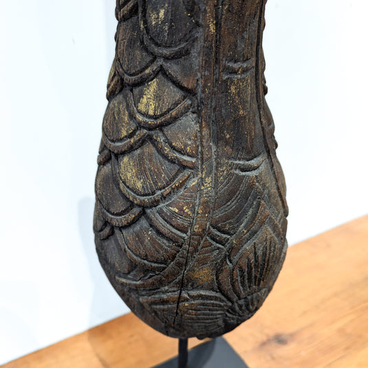 Carved Wood Naga Temple Finial | Vintage From Thailand