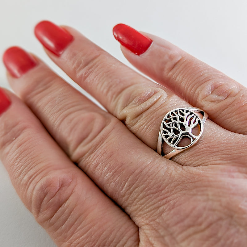 Load image into Gallery viewer, Autumn Tree of Life Ring in Sterling Silver
