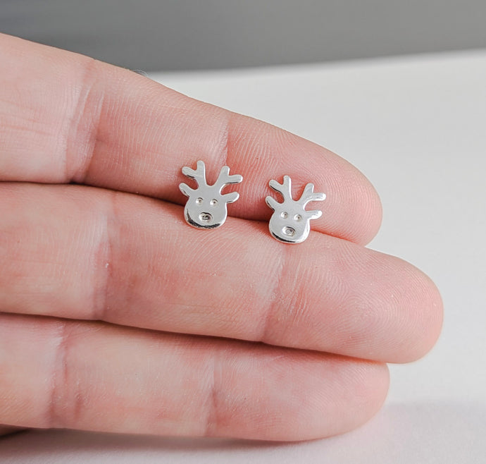 Reindeer Post Earrings in Sterling Silver