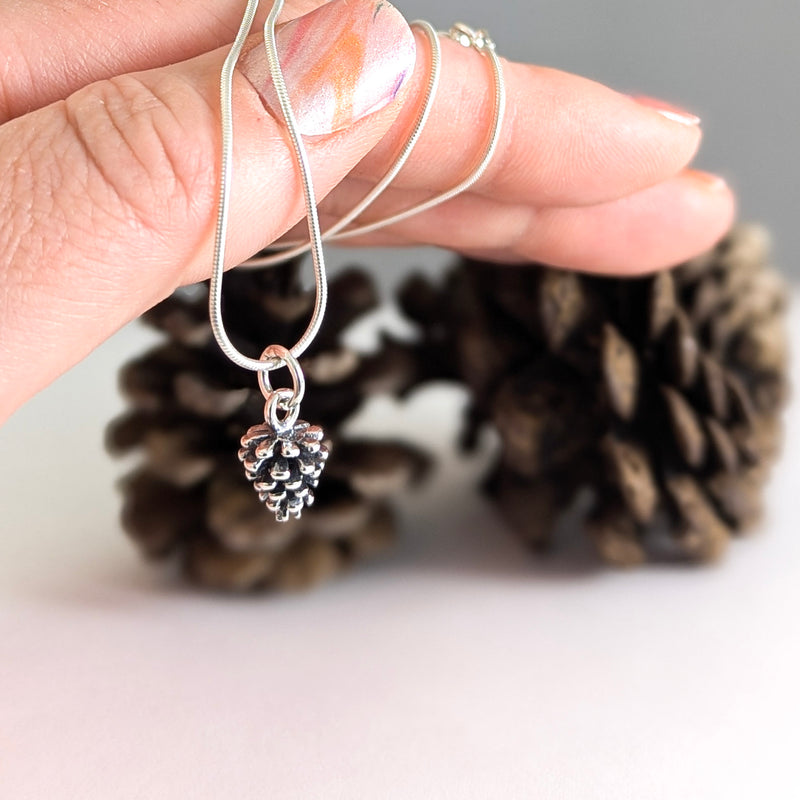 Load image into Gallery viewer, Itty-Bitty Pinecone Necklace in Sterling Silver
