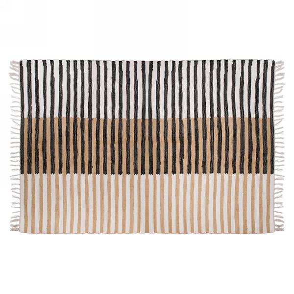 Black, White & Jute Weave Stripe Rug