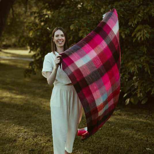 Alpaca Blend Throw in Hot Check