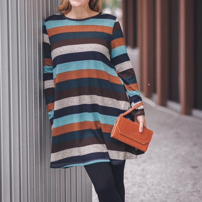 Striped Sweater Dress With Pockets