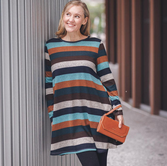 Striped Sweater Dress With Pockets