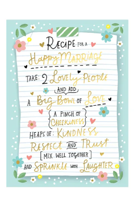 Recipe for Happy Marriage. Card