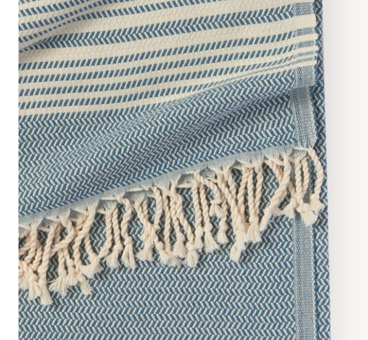Turkish Towel in Hasir Prussian Blue