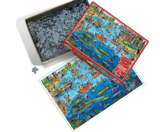 Jigsaw Puzzle : Doodle Town Gone Fishing