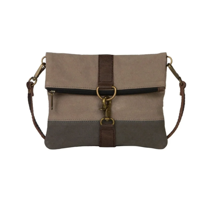 Load image into Gallery viewer, Latch Hook Canvas Crossbody Bag in Stone
