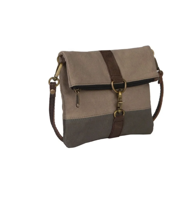 Load image into Gallery viewer, Latch Hook Canvas Crossbody Bag in Stone
