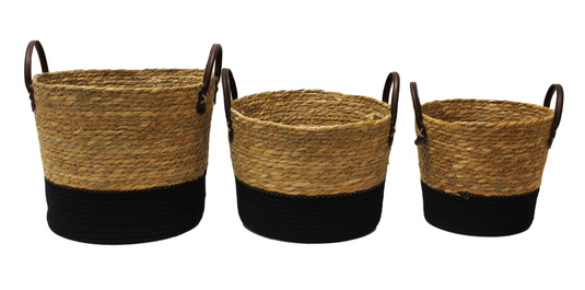 Jute & Cotton Baskets, 3 sizes