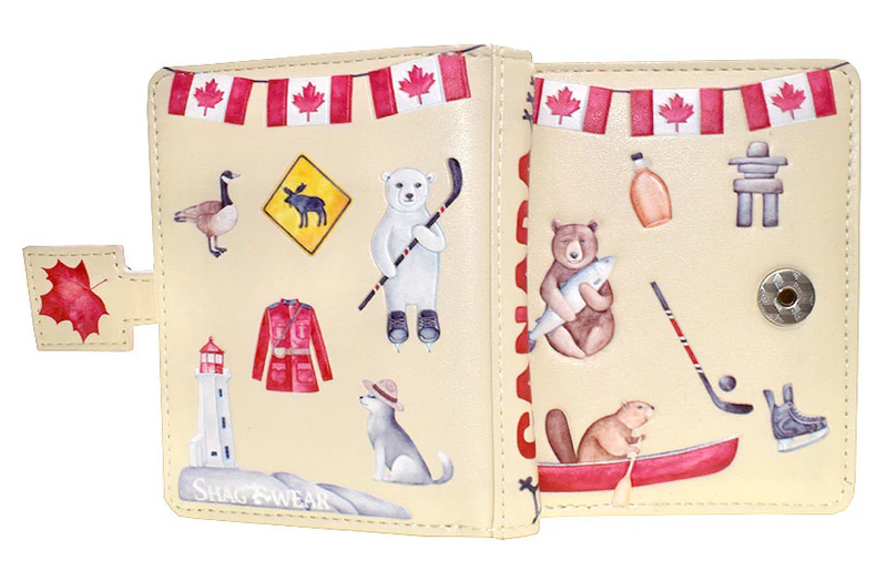 Load image into Gallery viewer, Canadiana in Cream Small Wallet
