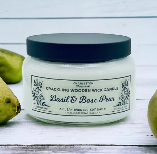 Basil & Bosc Pear Soy Candle with Wood Wick