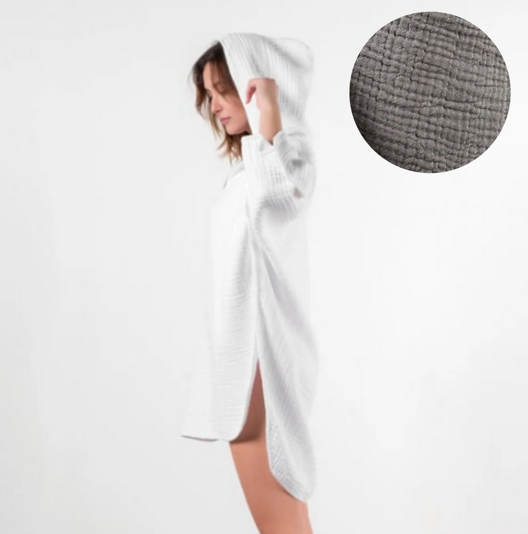 Load image into Gallery viewer, Crinkle Cotton Poncho in Grey
