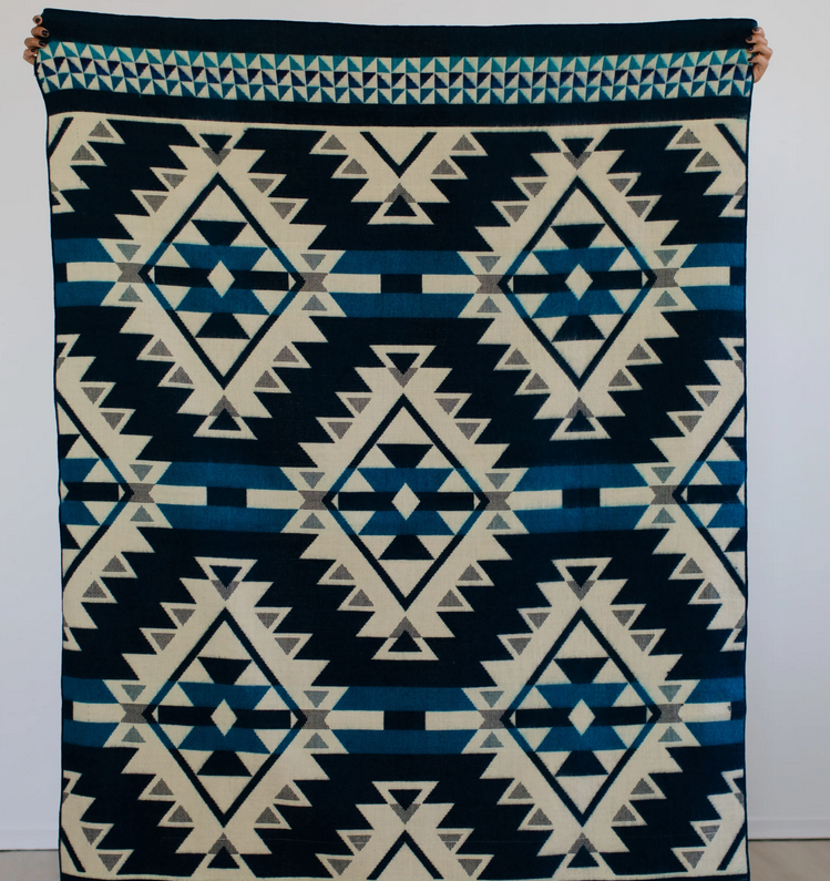 Load image into Gallery viewer, Alpaca Blend Throw in Diamond Navy &amp; Teal
