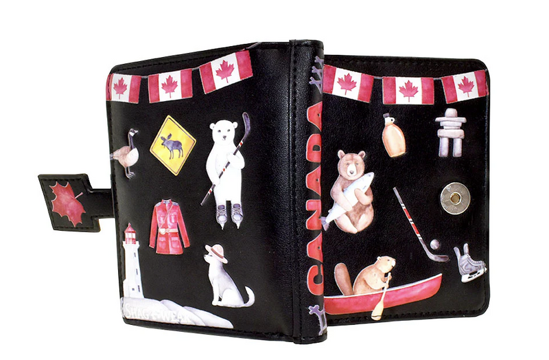 Load image into Gallery viewer, Small Wallet - Canadiana in Black
