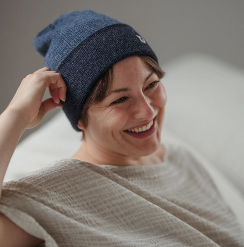 Load image into Gallery viewer, Alpaca Reversible Toque in Denim/Blue
