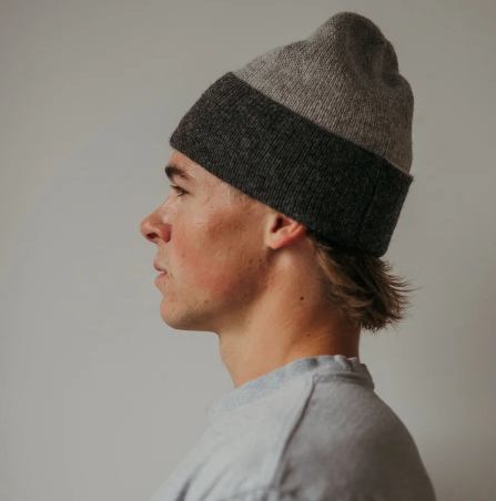 Alpaca Reversible Toque in Grey/Charcoal