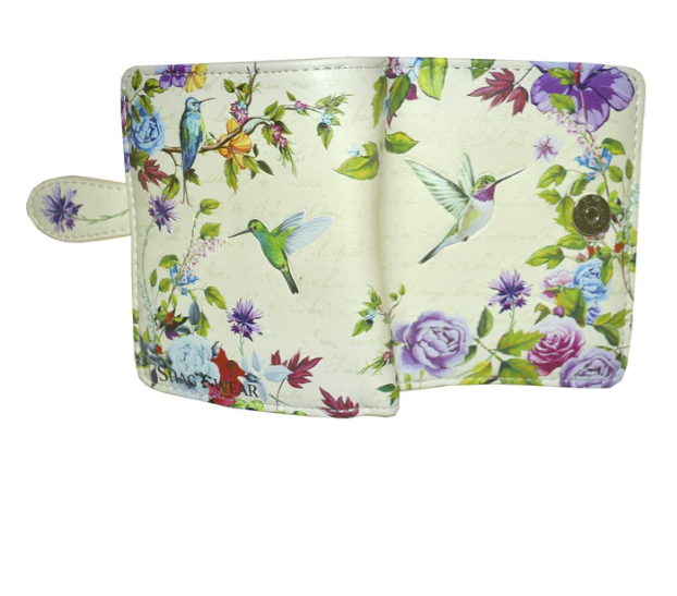 Load image into Gallery viewer, Hummingbird Garden in Cream Small Wallet
