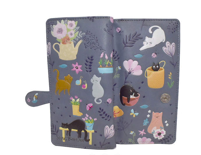 Wallet - Cats in the Garden in Grey