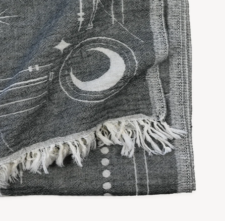 Load image into Gallery viewer, Cotton Throw in Grey Mystic Print
