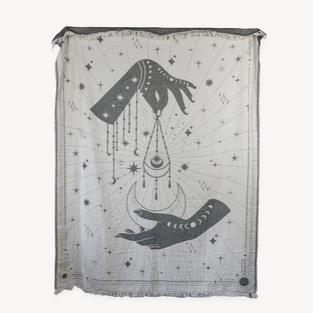 Load image into Gallery viewer, Cotton Throw in Grey Mystic Print
