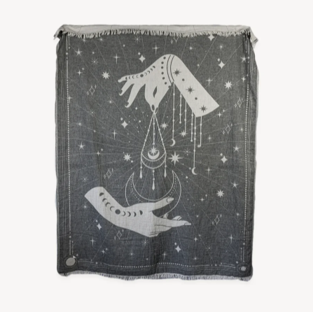 Load image into Gallery viewer, Cotton Throw in Grey Mystic Print
