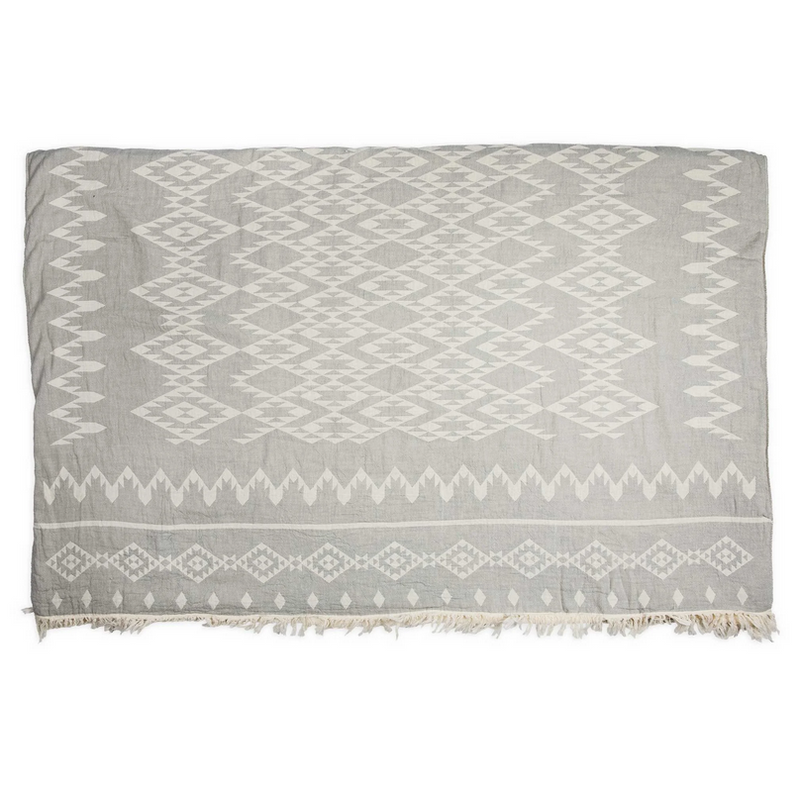 Load image into Gallery viewer, Fleece-Lined Throw Geometric Light Grey
