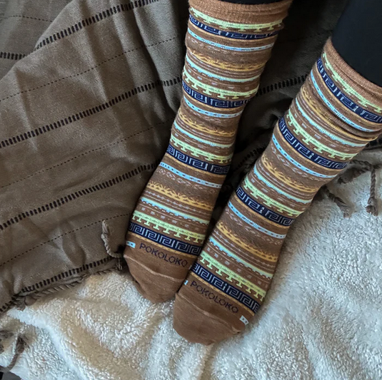 Alpaca Socks in Patterned Mocha