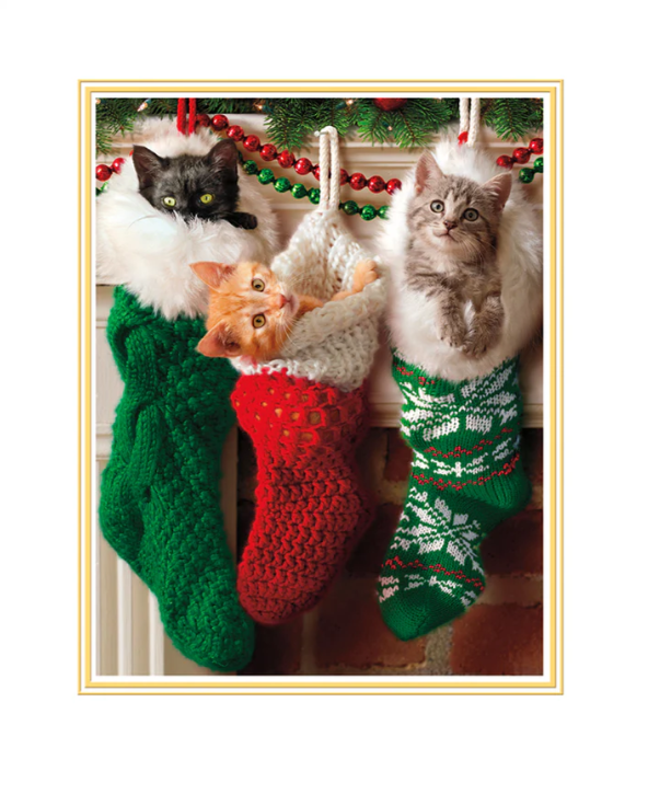 Load image into Gallery viewer, Kittens in Stockings Christmas Card
