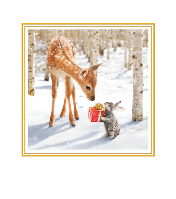 Fawn and Bunny Friends Christmas Card