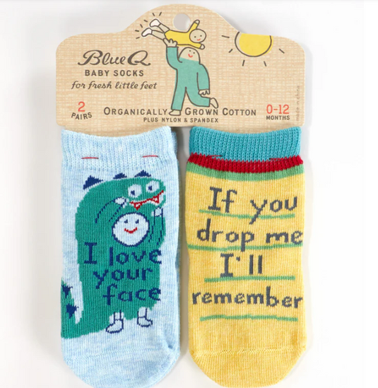 I Love Your Face & If You Drop Me I'll Remember Baby Socks (2 pairs)