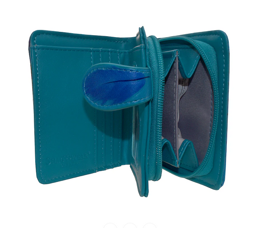 Small Wallet with Raven in Blue