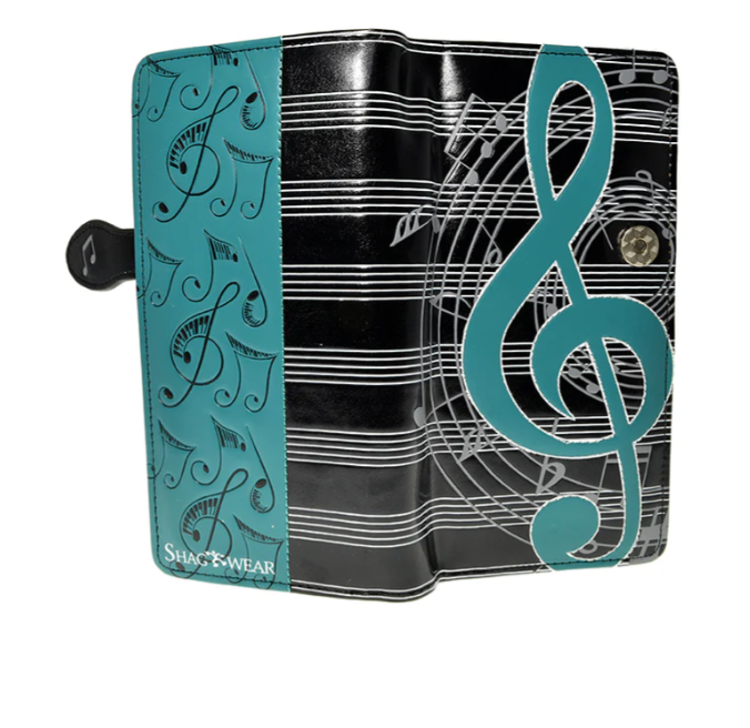 Load image into Gallery viewer, Wallet - Music in Black &amp; Teal
