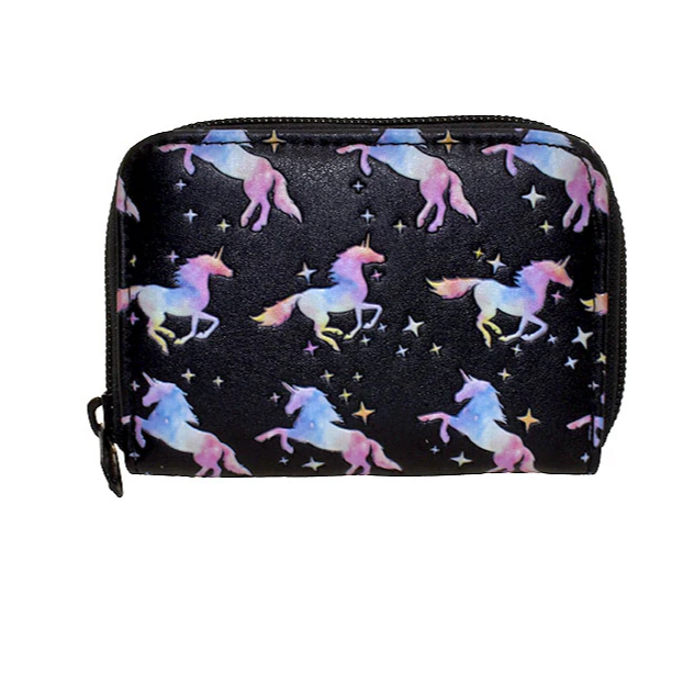 Load image into Gallery viewer, Essentials Wallet : Unicorns in Black
