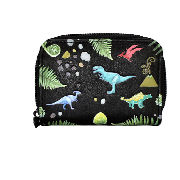 Load image into Gallery viewer, Essentials Wallet : Dinos in Black
