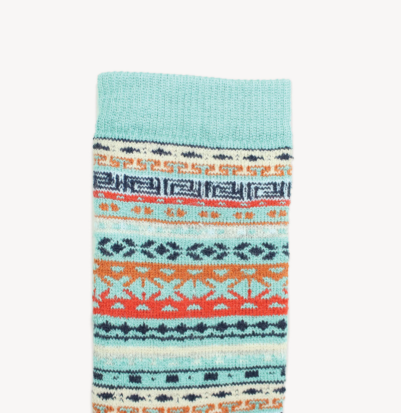 Load image into Gallery viewer, Alpaca Socks in Patterned Aqua
