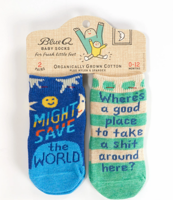 Baby Socks (2 pairs) Might save the World & Where's a Good Place