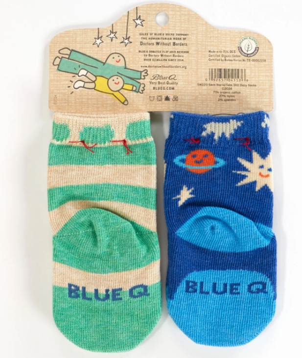 Load image into Gallery viewer, Baby Socks (2 pairs) Might save the World &amp; Where&#39;s a Good Place
