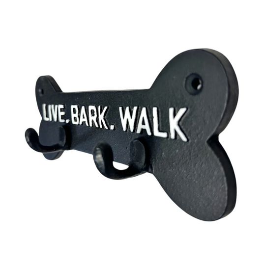 Live, Bark, Walk Cast Iron Wall Hooks