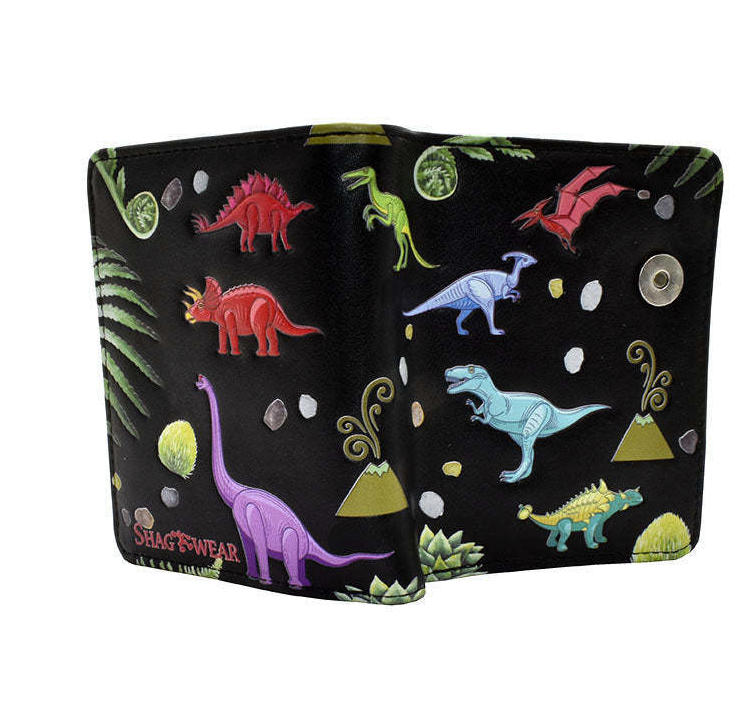 Load image into Gallery viewer, Small Wallet with Dinosaurs in Black
