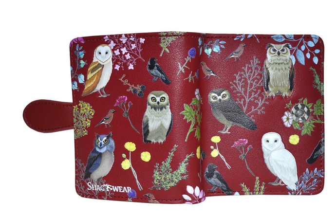 Small Wallet - Wild Bird Forest in Red